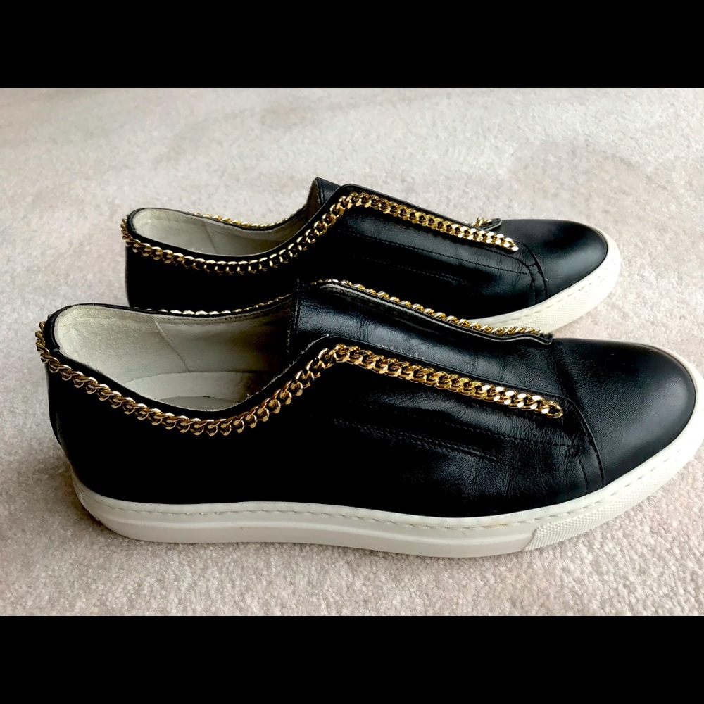 COPY - Andre Assous Black Leather Slip-on Sneakers